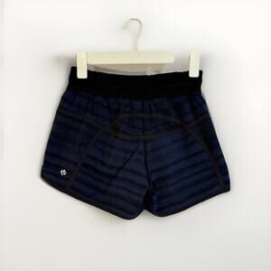 Lululemon Speed Shorts 2.5” Women’s Size 4 Navy Black Stripe Running Gym